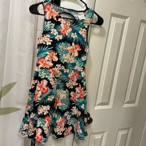 Cotton tropical floral mini dress